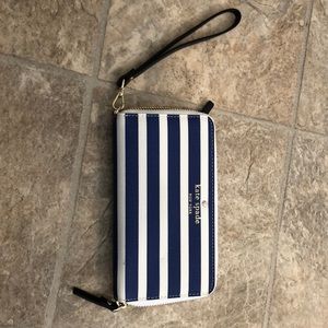 Kate Spade Blue and White Striped Wrsitlet